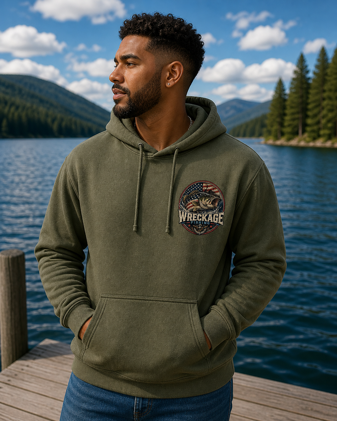 WF Patriotic Bass hoodie mgreen front.png
