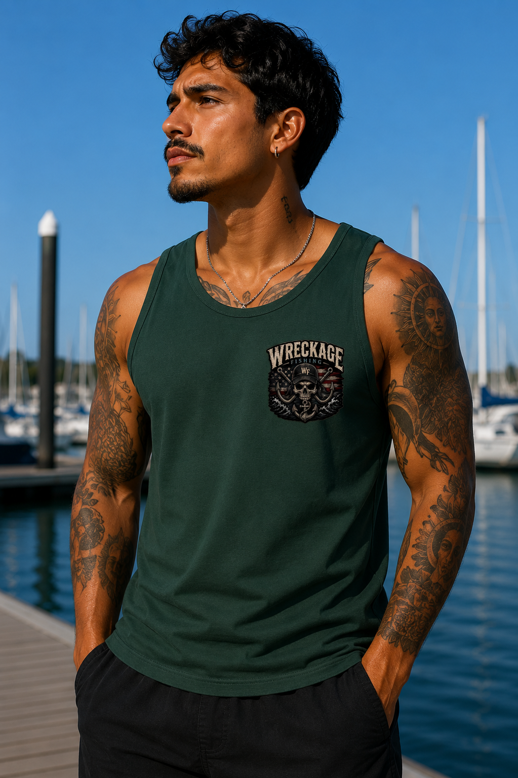 WF Hat and Skull Men's Tank Top fgreen front.png