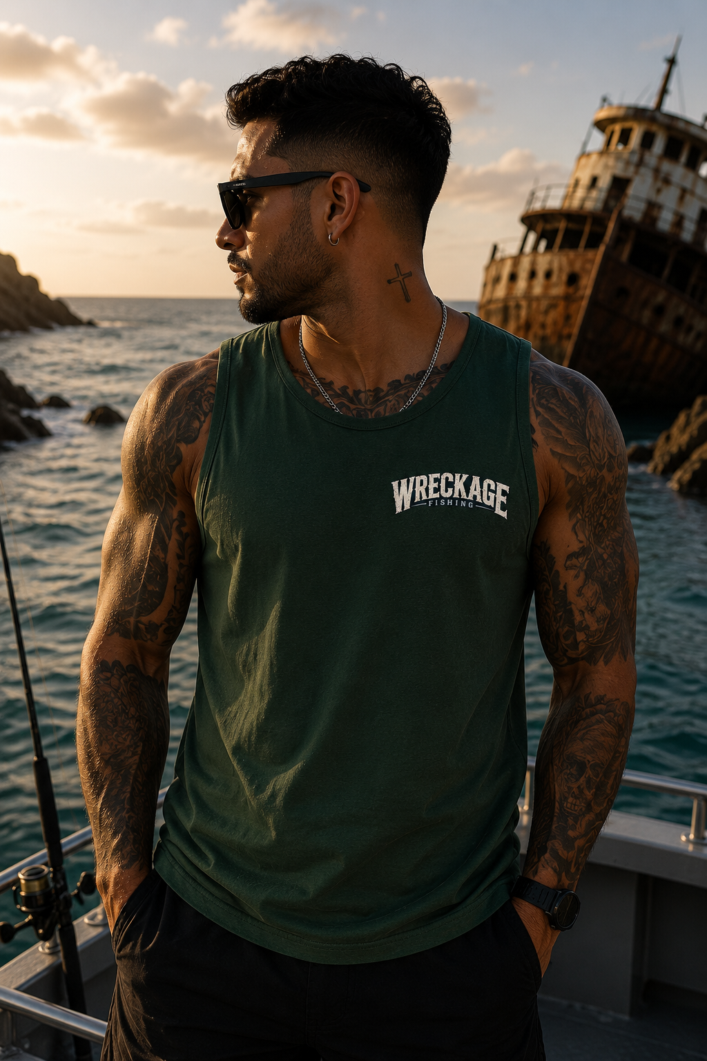 Wf Shark men's tank Top fgreen front.png