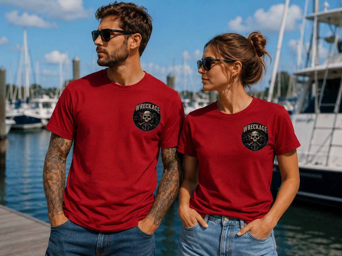 WF Pirate Ship and American Flag Tshirt red front.png