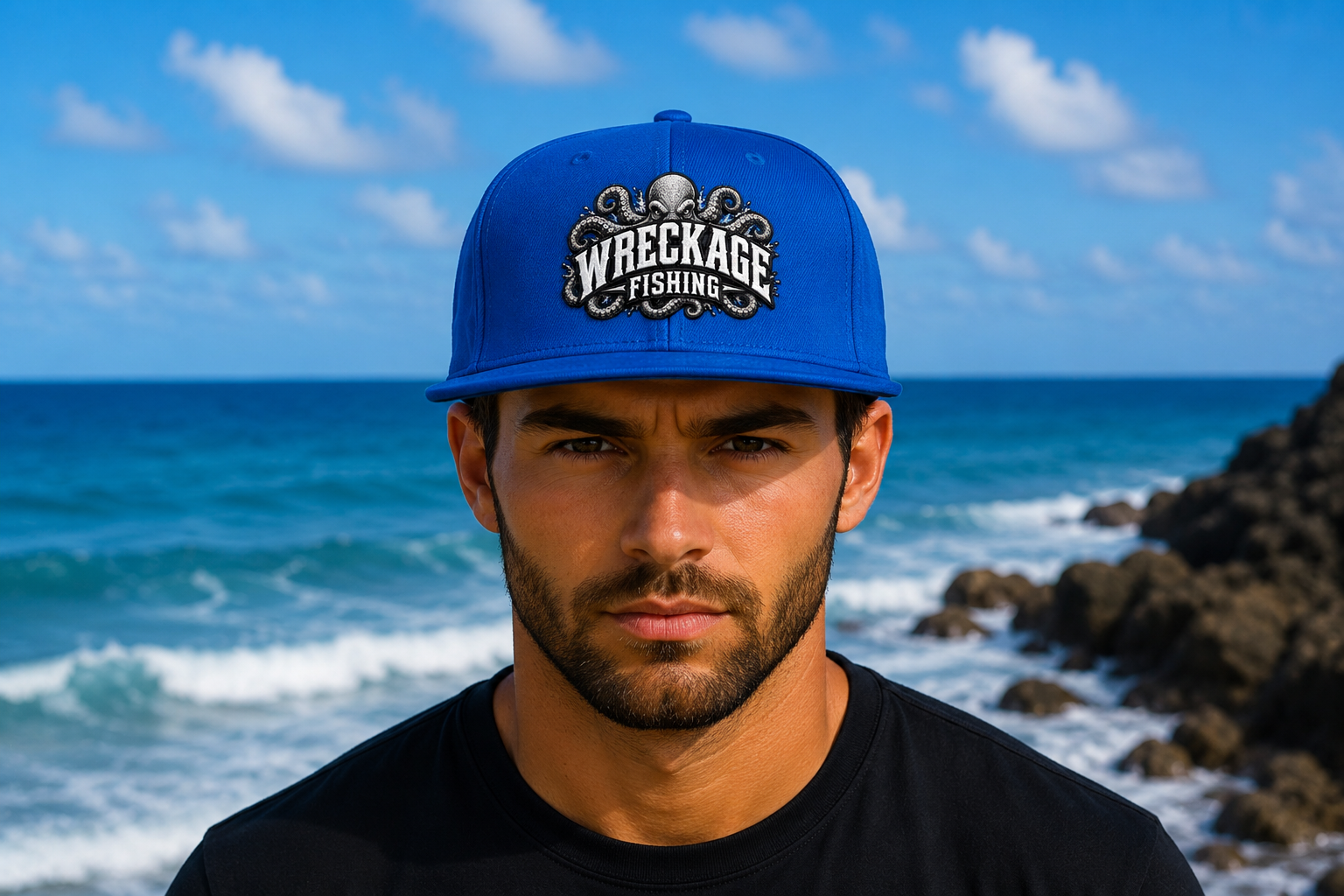 WF Octopus Flat Bill Hat royal Front.png