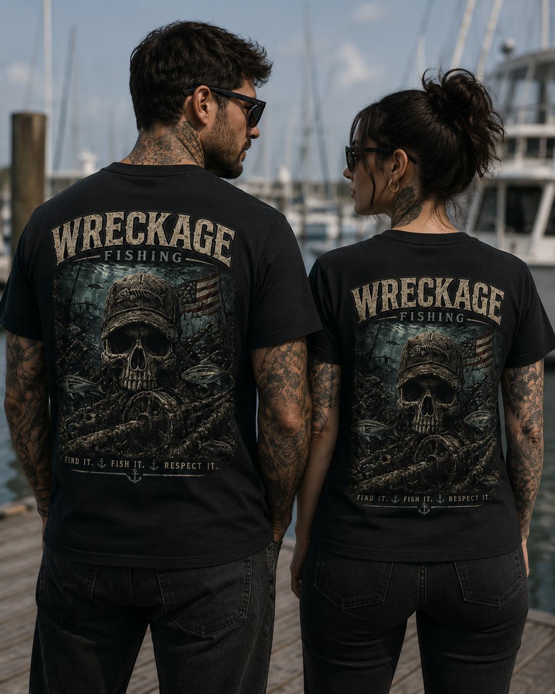 Wreckage Fishing Skull and Wreckage Men's T-Shirt