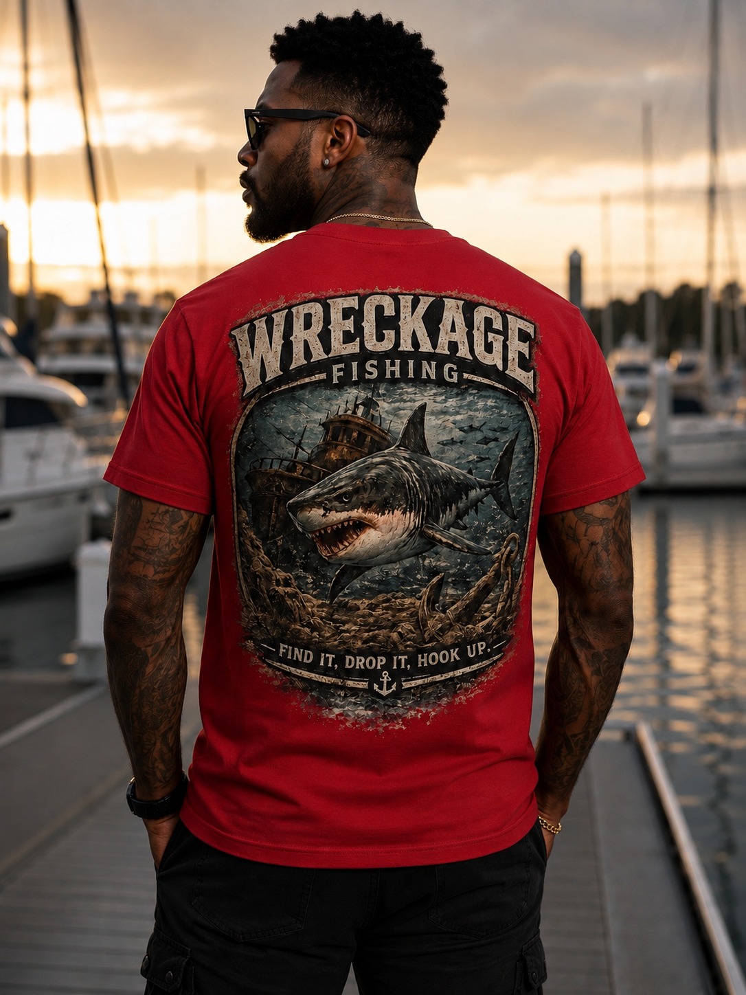 Wreckage Fishing Shark Men's T-Shirt