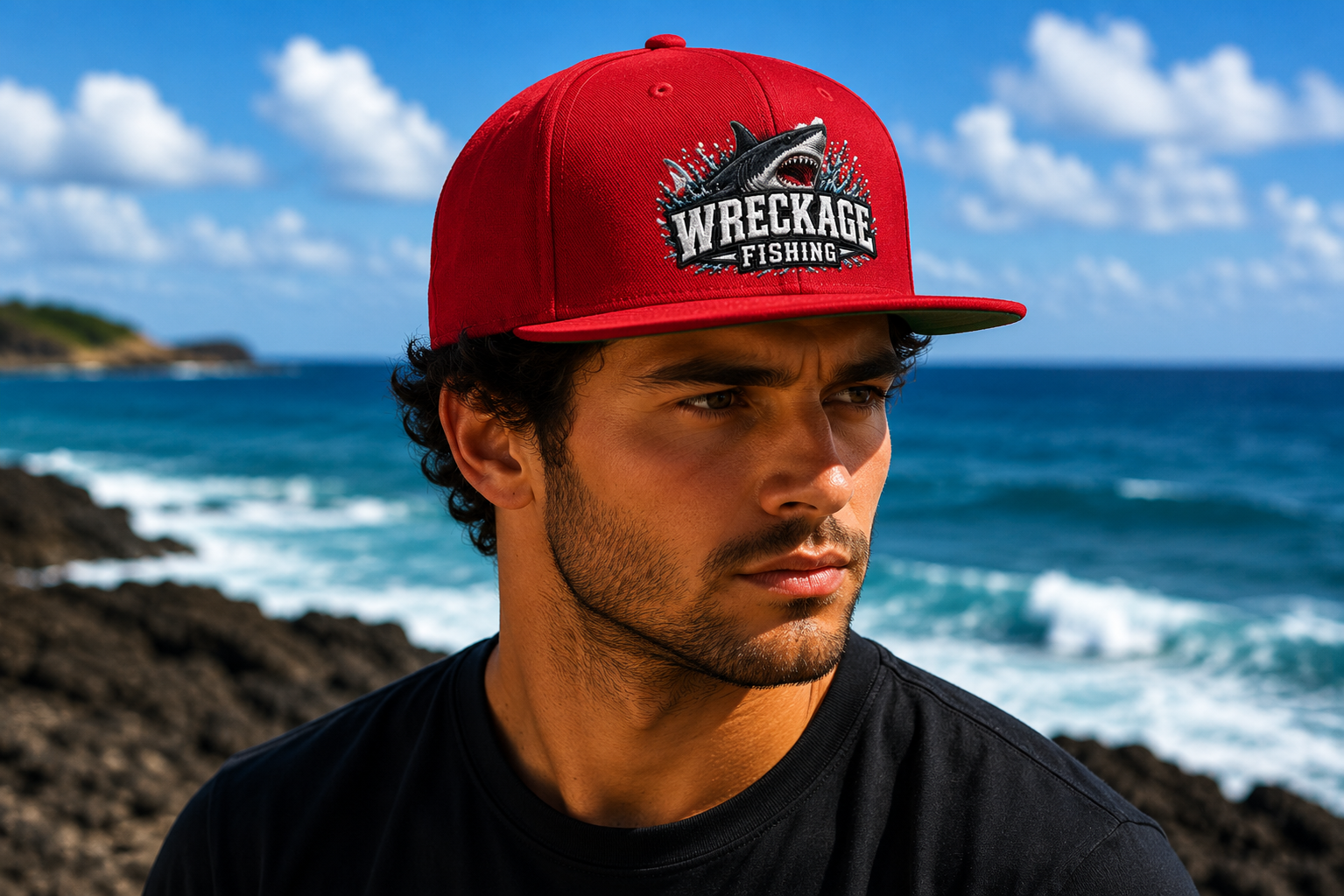 WF Shark Flat Bill Hat red side.png