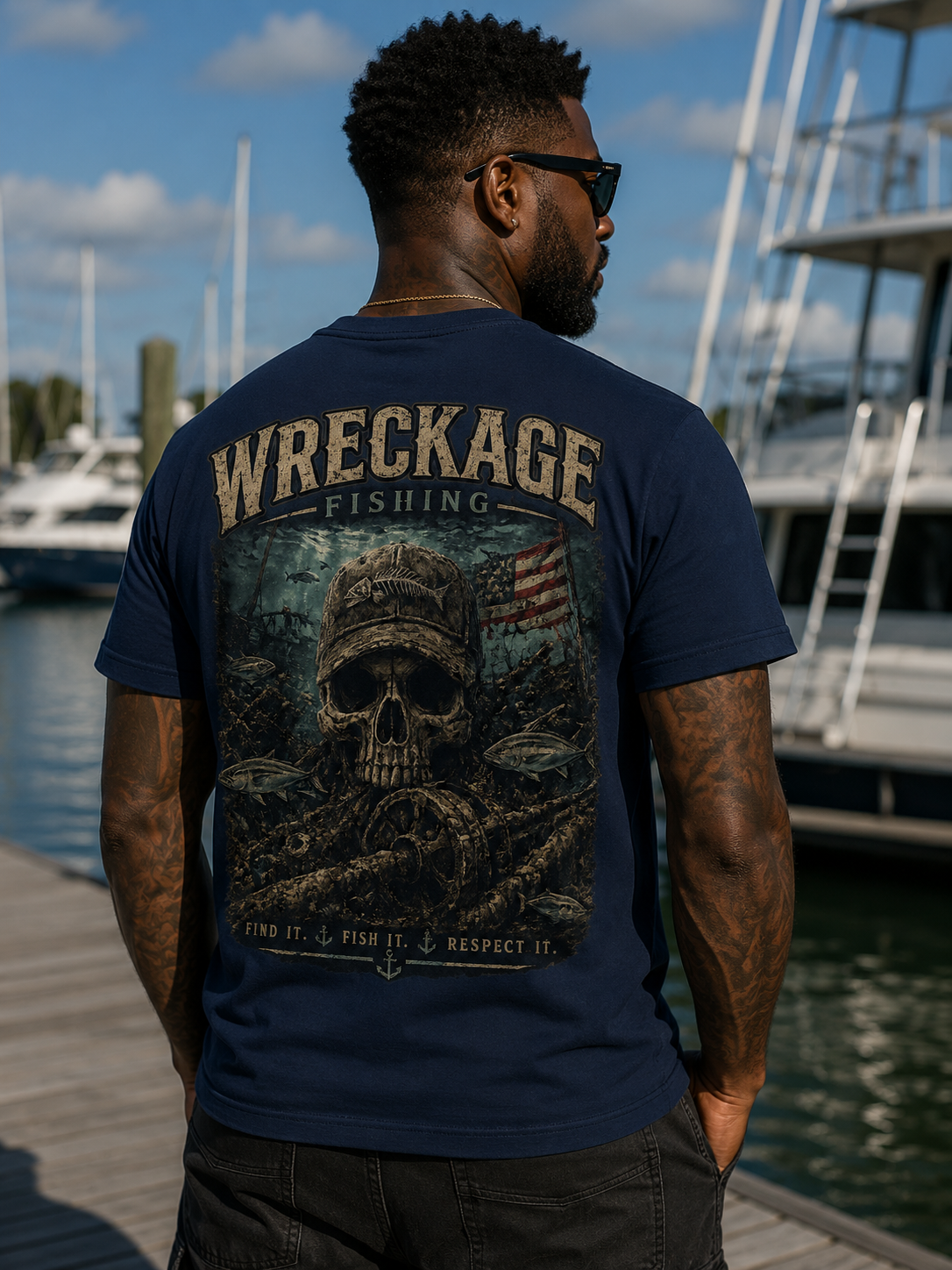 Wreckage Fishing Skull and Wreckage Men's T-Shirt
