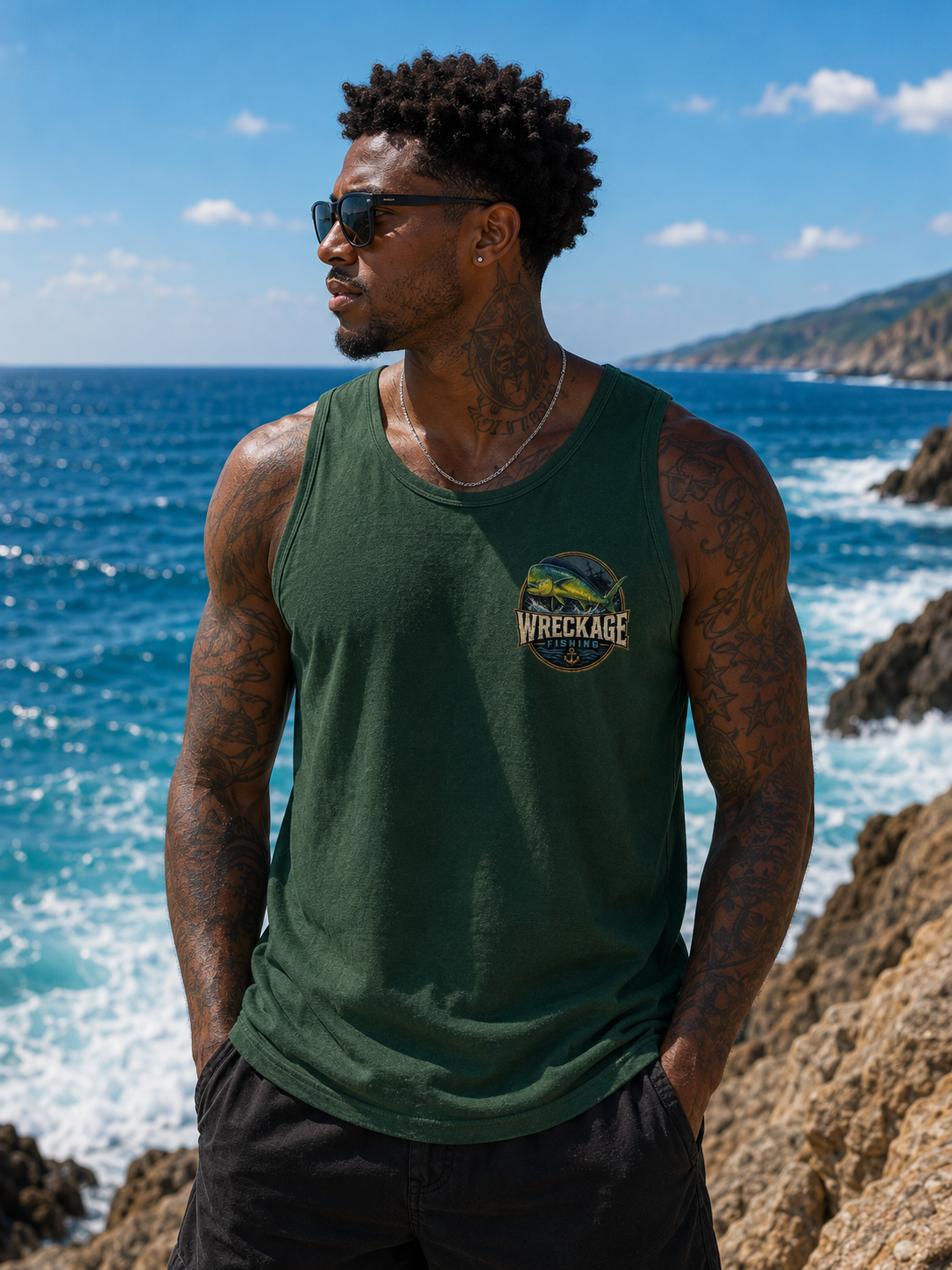WF Dorado Men's Tank top fgreen front.png
