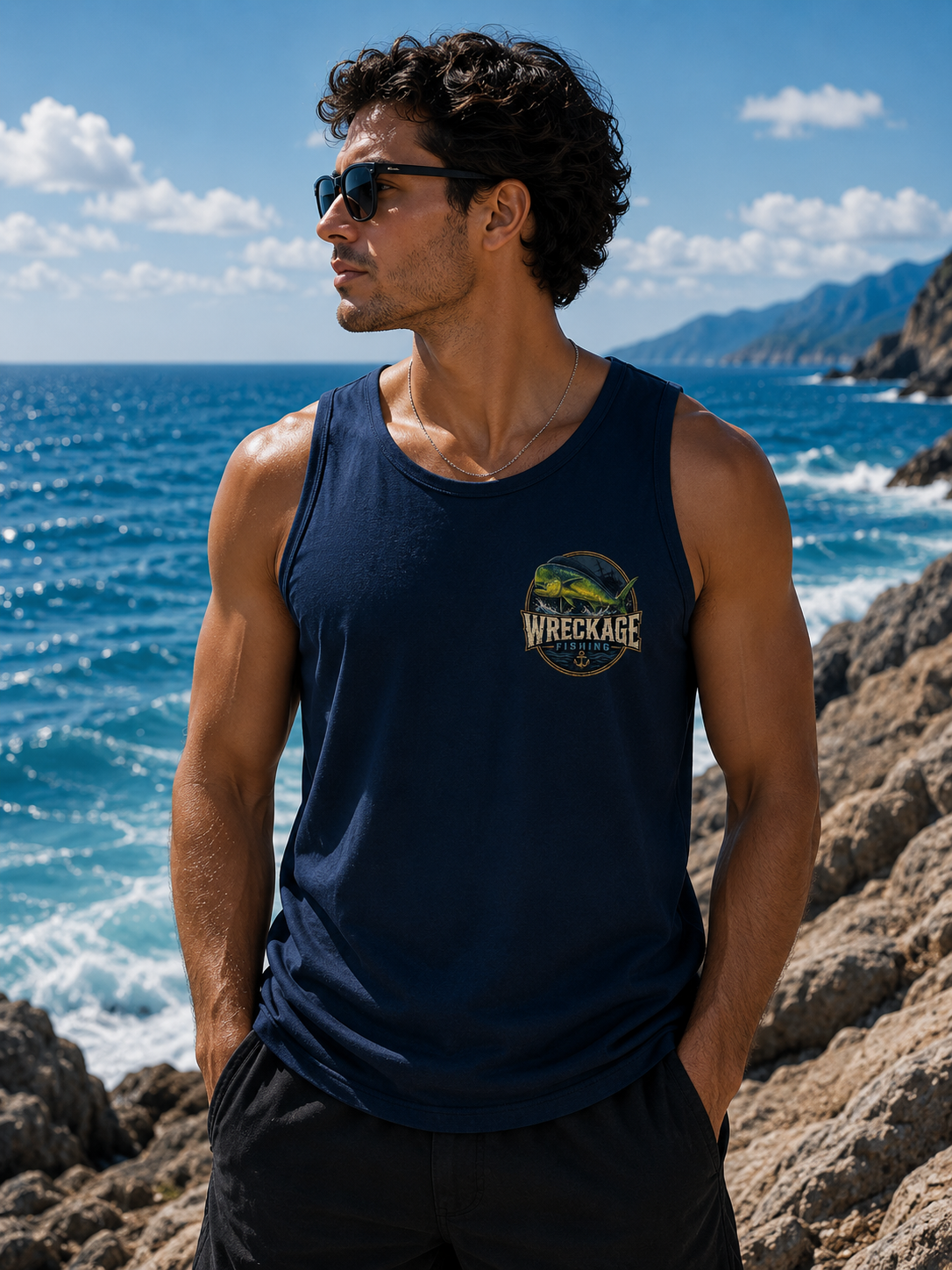 WF Dorado Men's Tank top navy front.png
