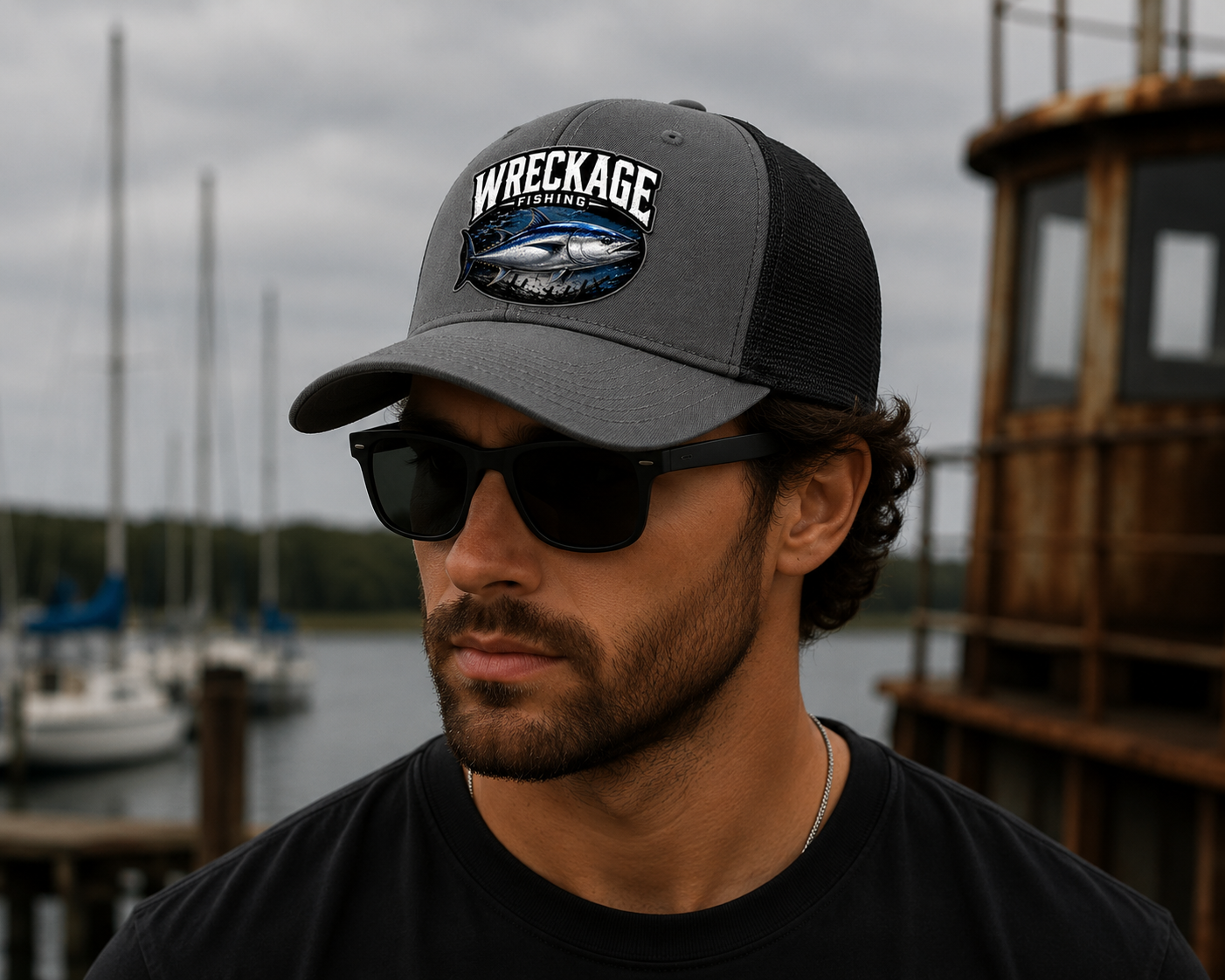 Wf Bluefin Tuna Trucker hat charcoal:black side.png