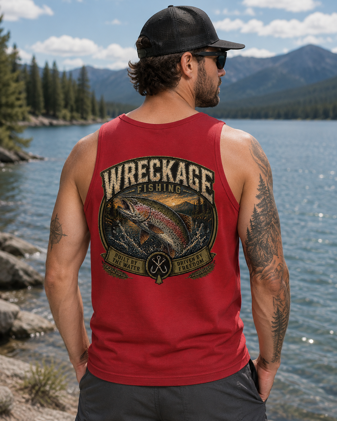 Wreckage Fishing Rainbow Trout Men's Tank Top