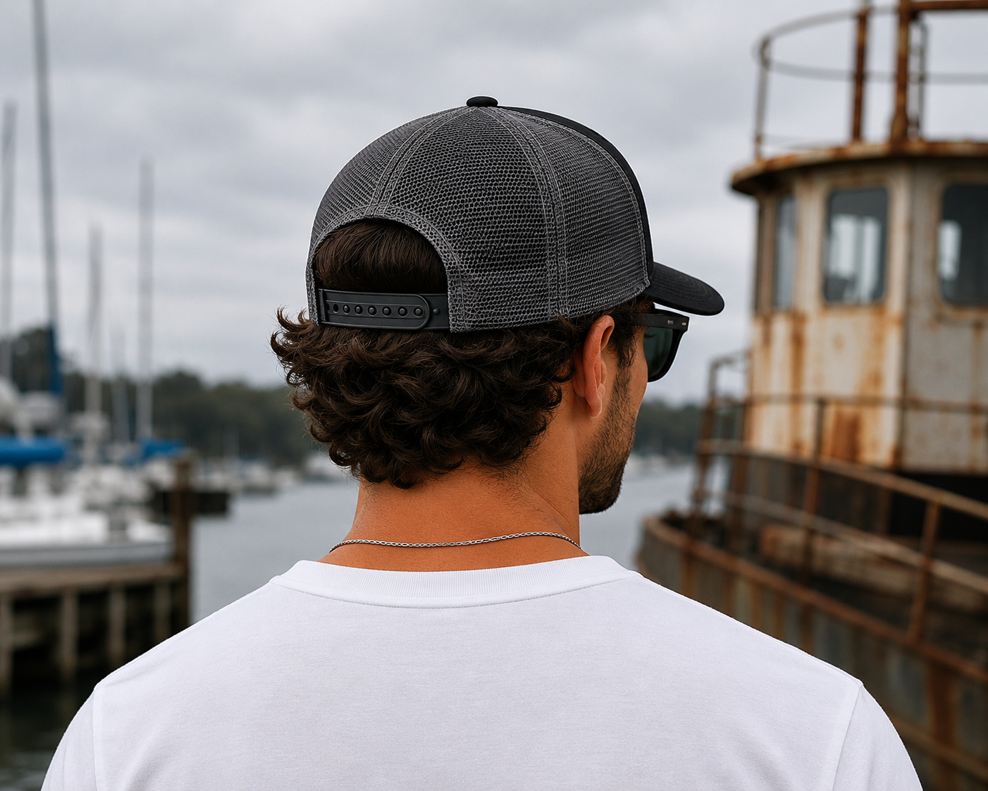 WF Skull and Hooks Trucker Hat black:charcoal back.png