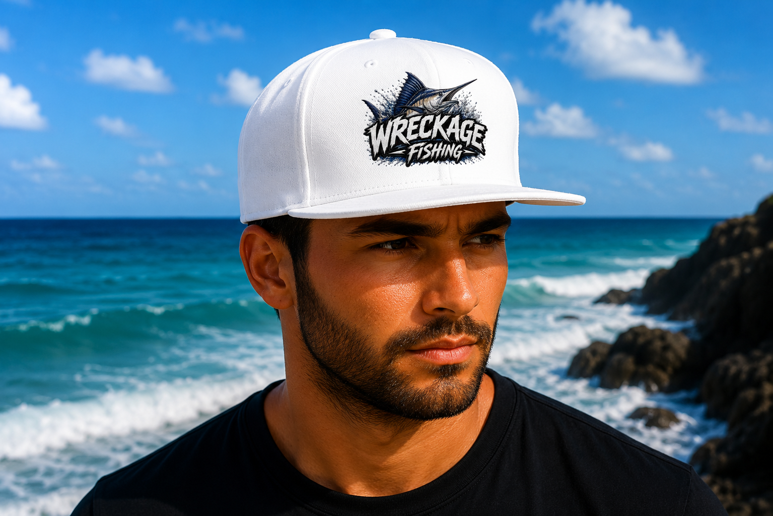 WF Marlin Flat Bill Hat white side.png