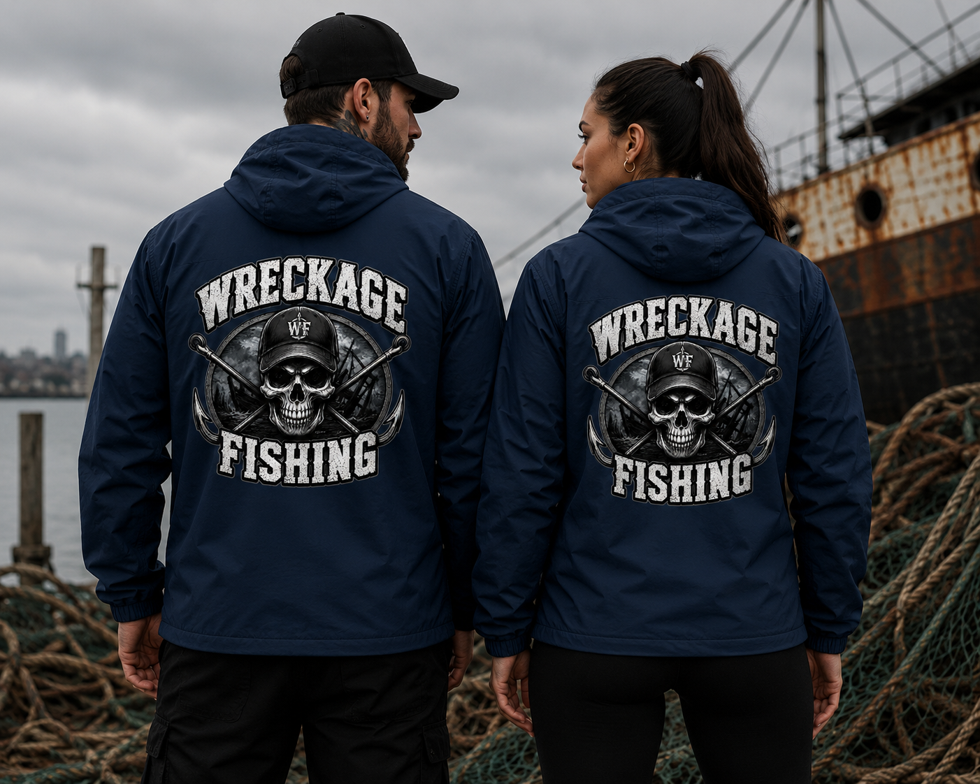 Wreckage Fishing WF Skull Full-Zip Windbreaker Jacket