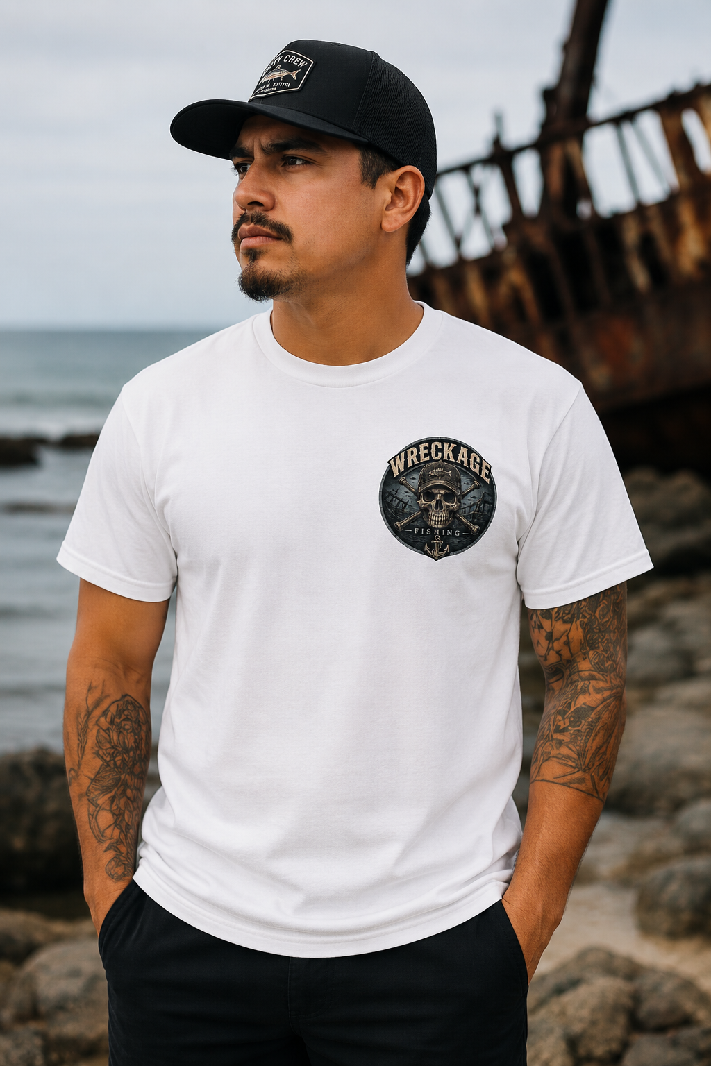 WF Skull and Wreckage Tshirt white front.png