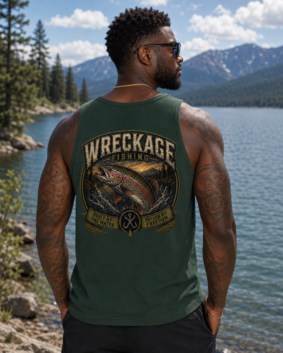 Wreckage Fishing Rainbow Trout Men's Tank Top