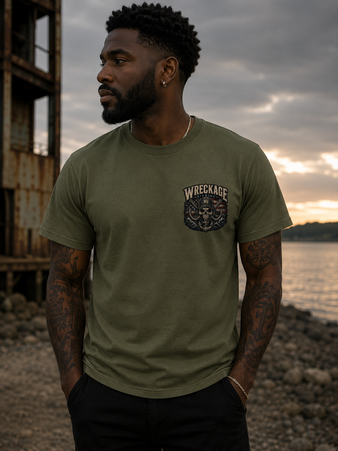 WF Hat and Skull Tshirt mgreen front.png