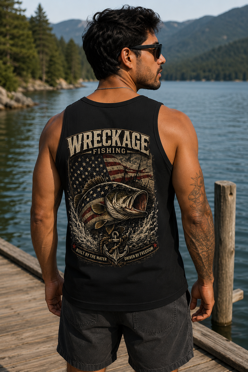 WF Patriotic Bass Men's Tank top Black back.png