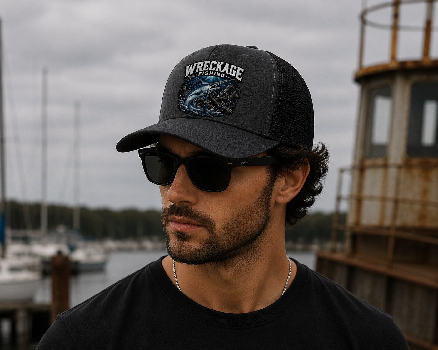 WF Marlin Trucker hat charcoal:black side.png