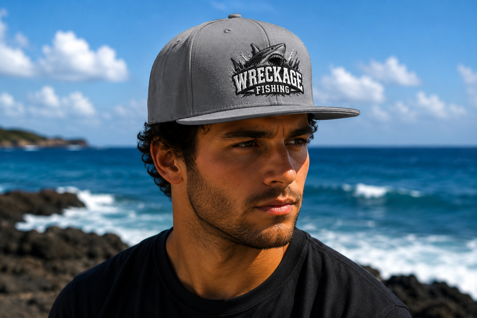 WF Shark Flat Bill Hat gray side.png