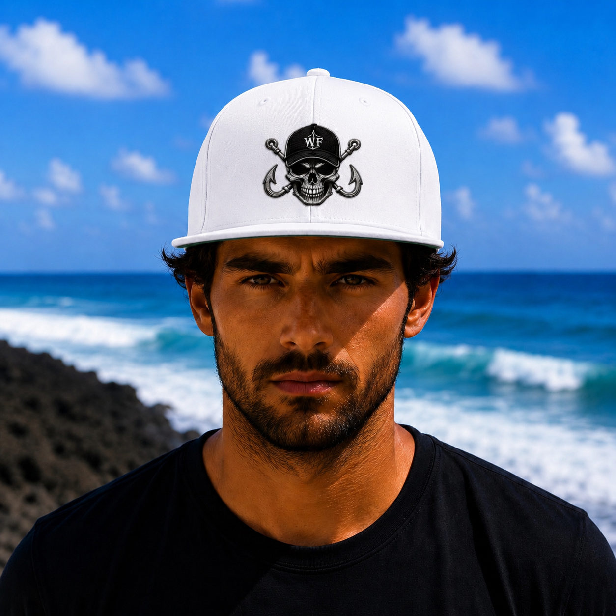 WF WF Skull Flat Bill Hat white Front.png