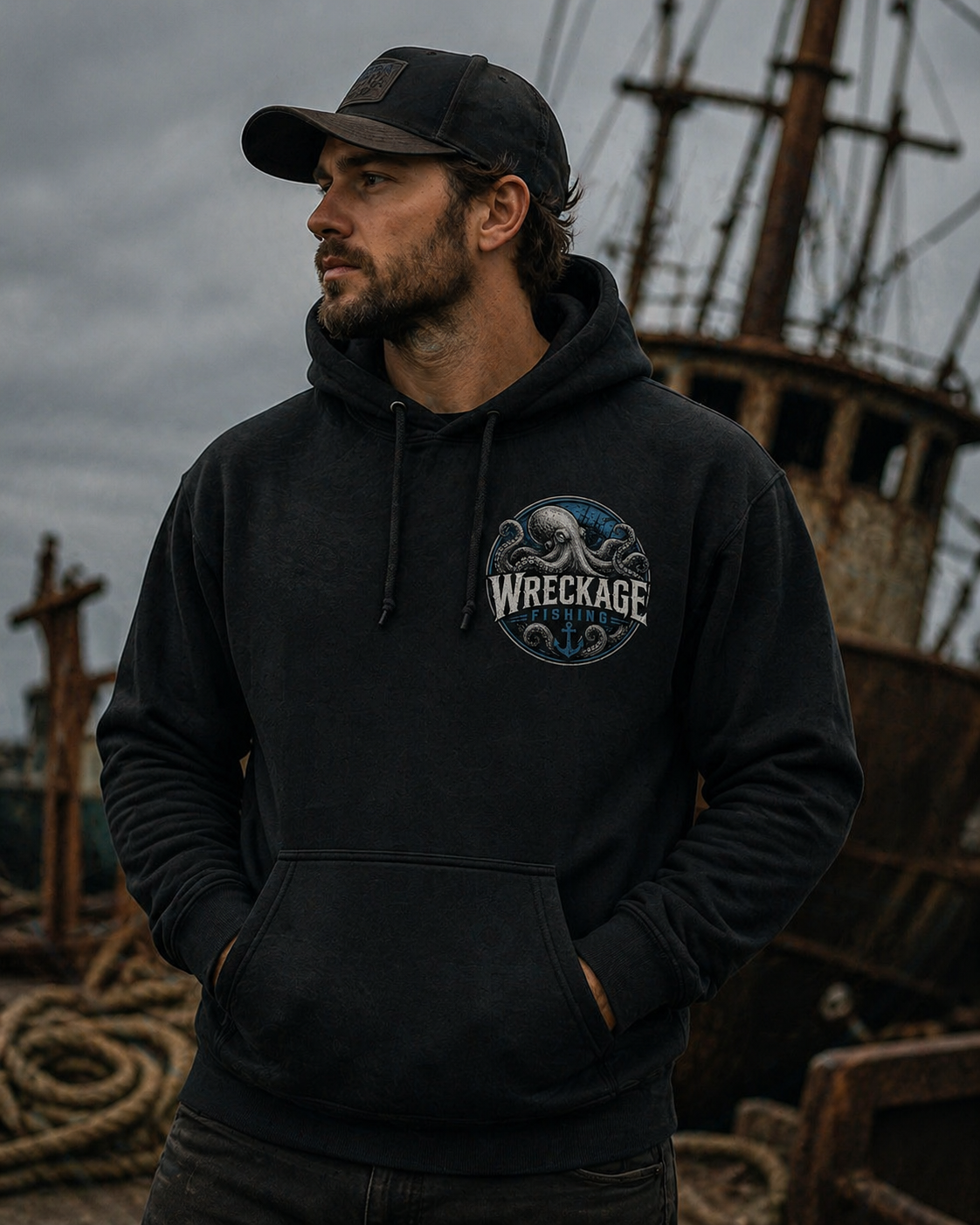 WF Octopus Hoodie Black Front..png