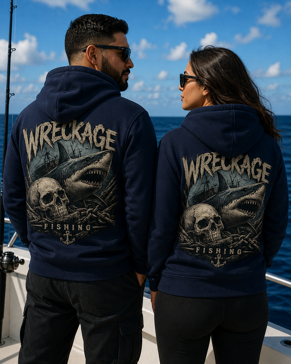 WF skull and shark Hoodie navy Back.png