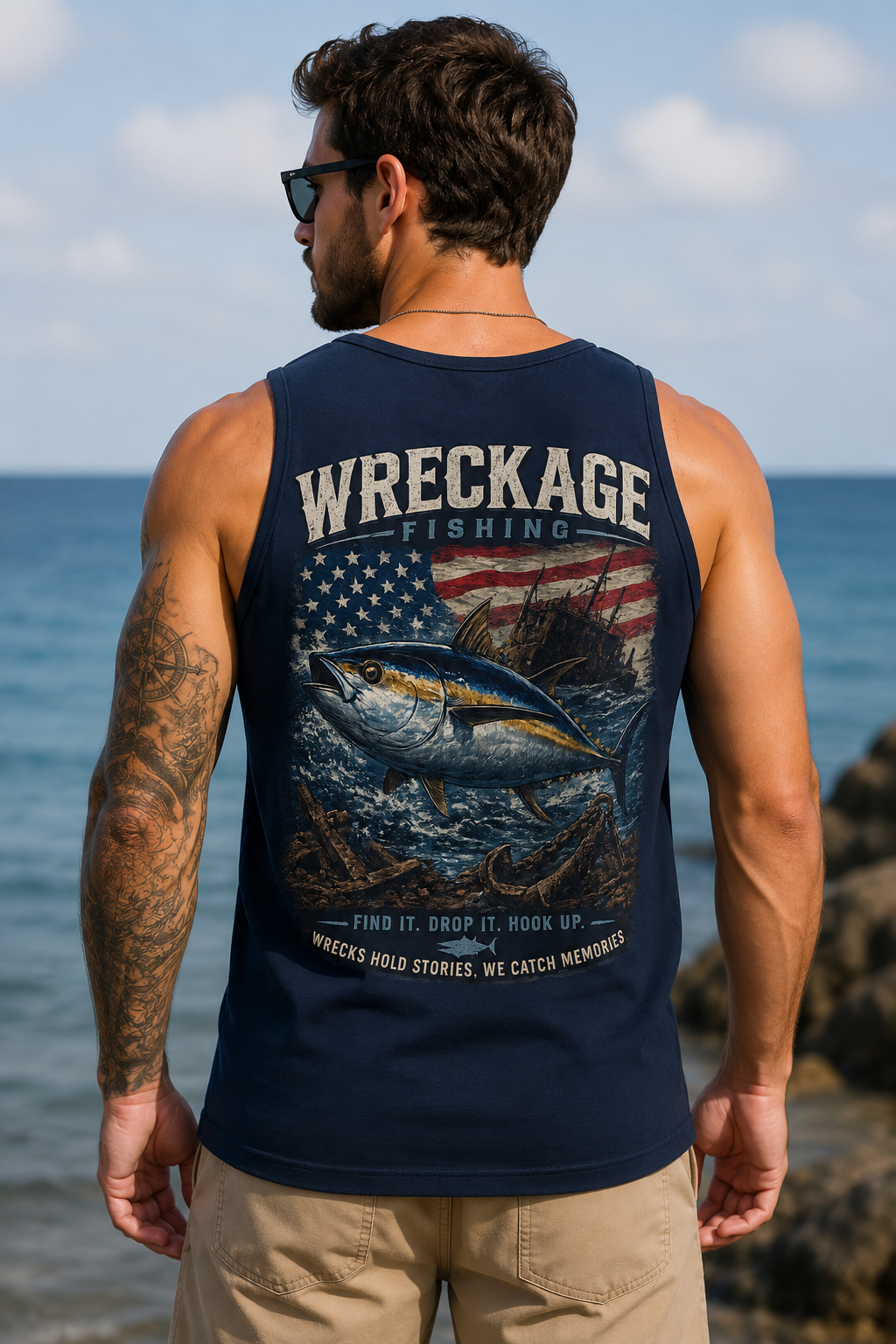 Wreckage Fishing Bluefin Tuna Men's Tank Top