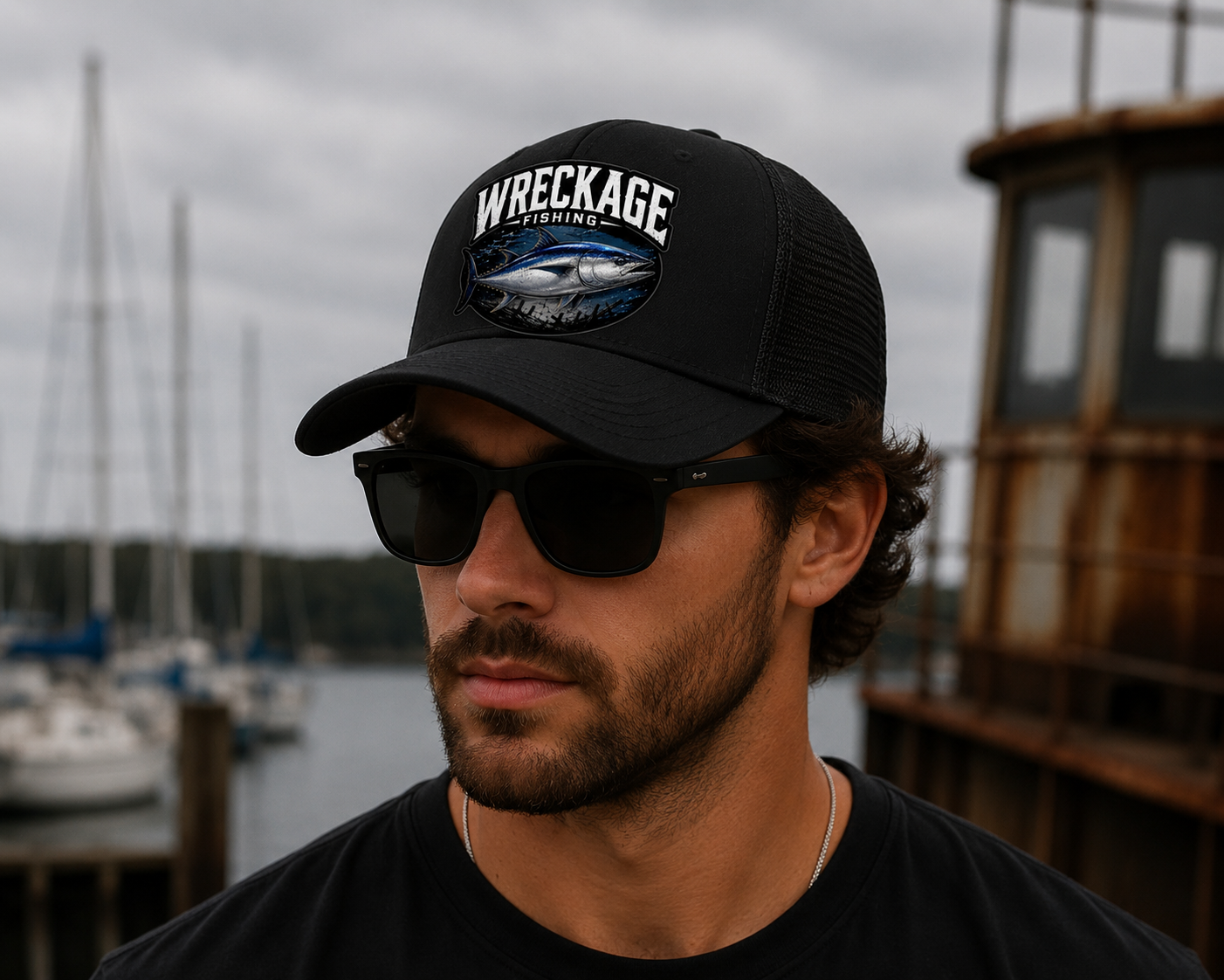Wf Bluefin Tuna Trucker hat Black:black side.png