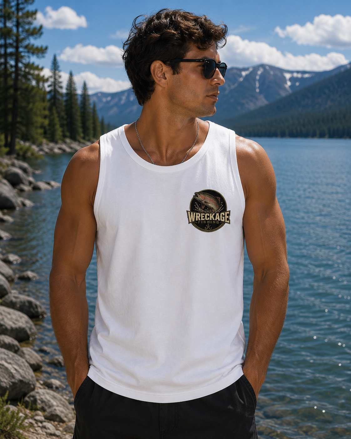 WF Rainbow Trout Men's Tank Top white front.png