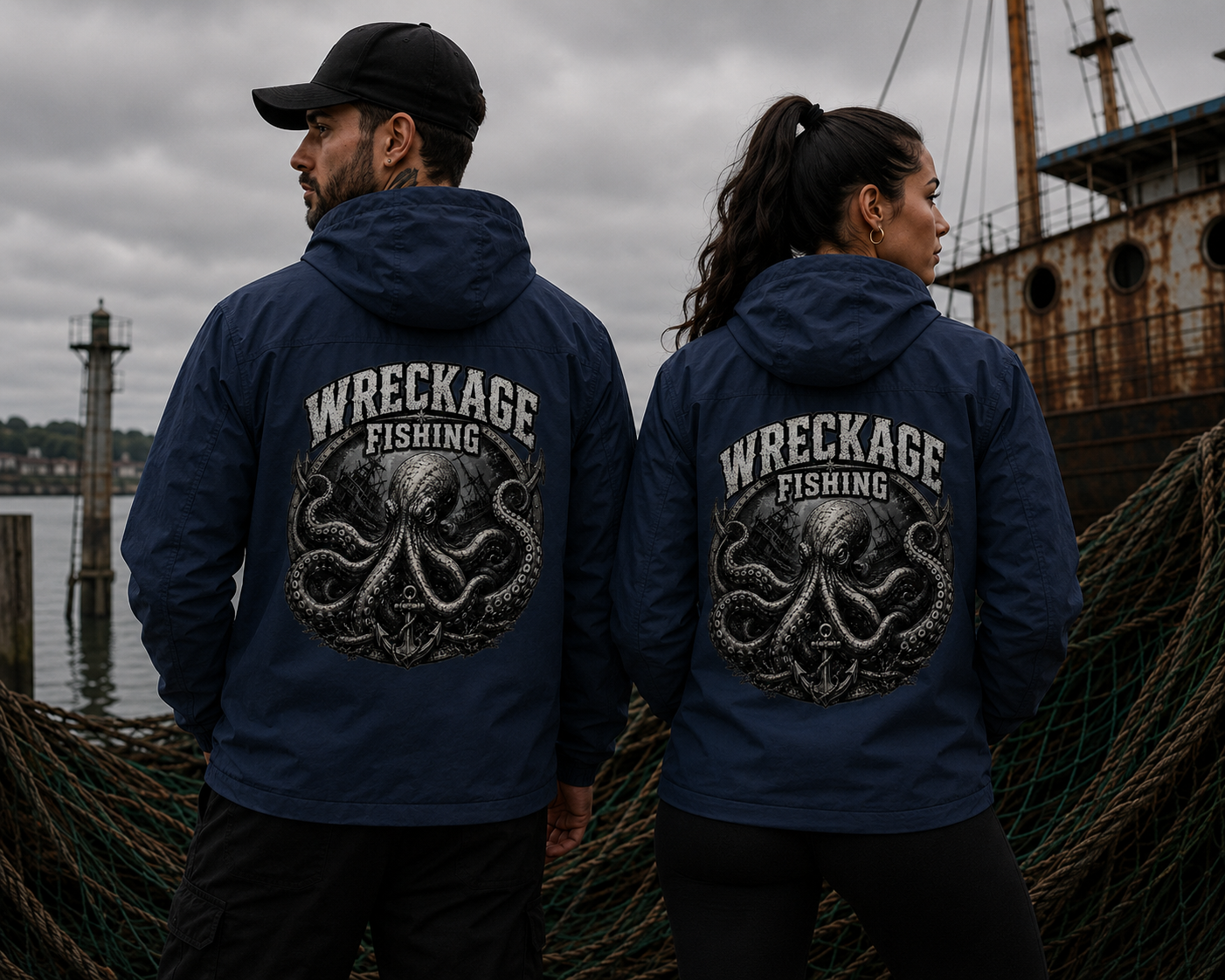 Wreckage Fishing Octopus Full-Zip Windbreaker Jacket