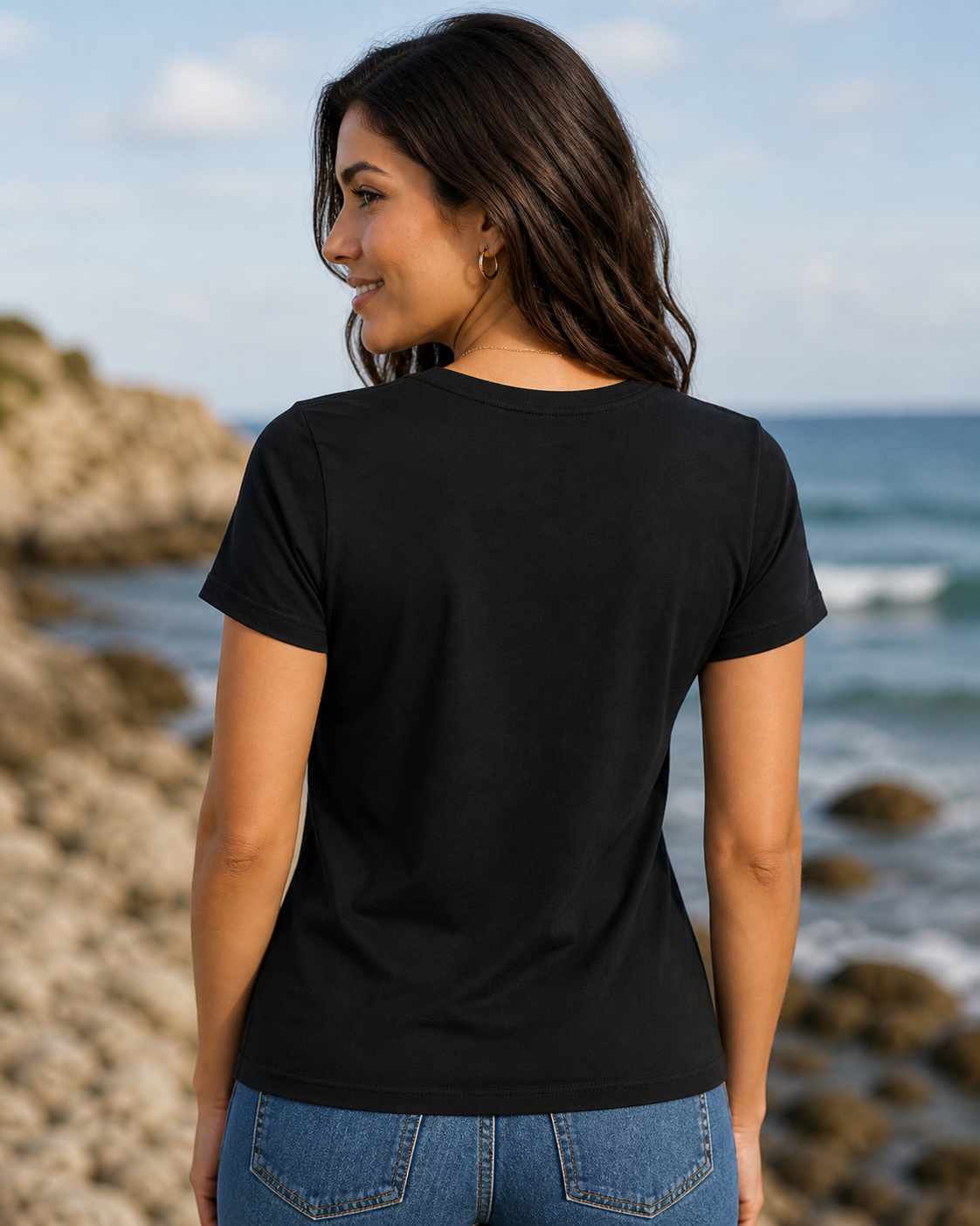 WF Skull and Shark Women's V-Neck BACK.png