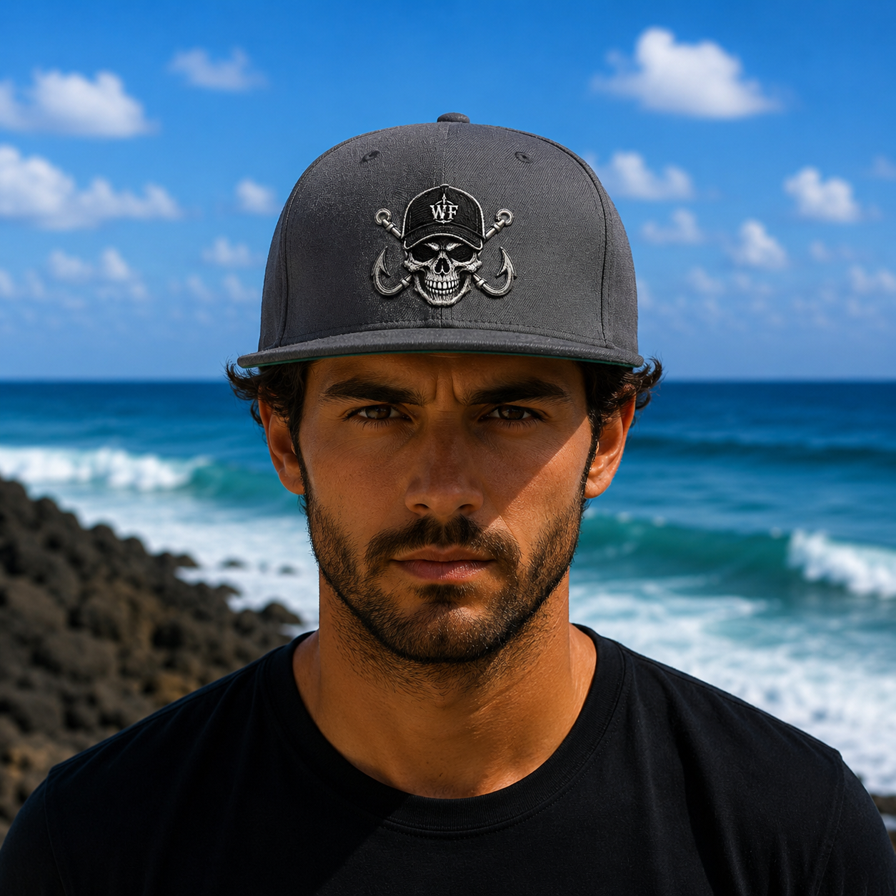 WF WF Skull Flat Bill Hat gray Front.png