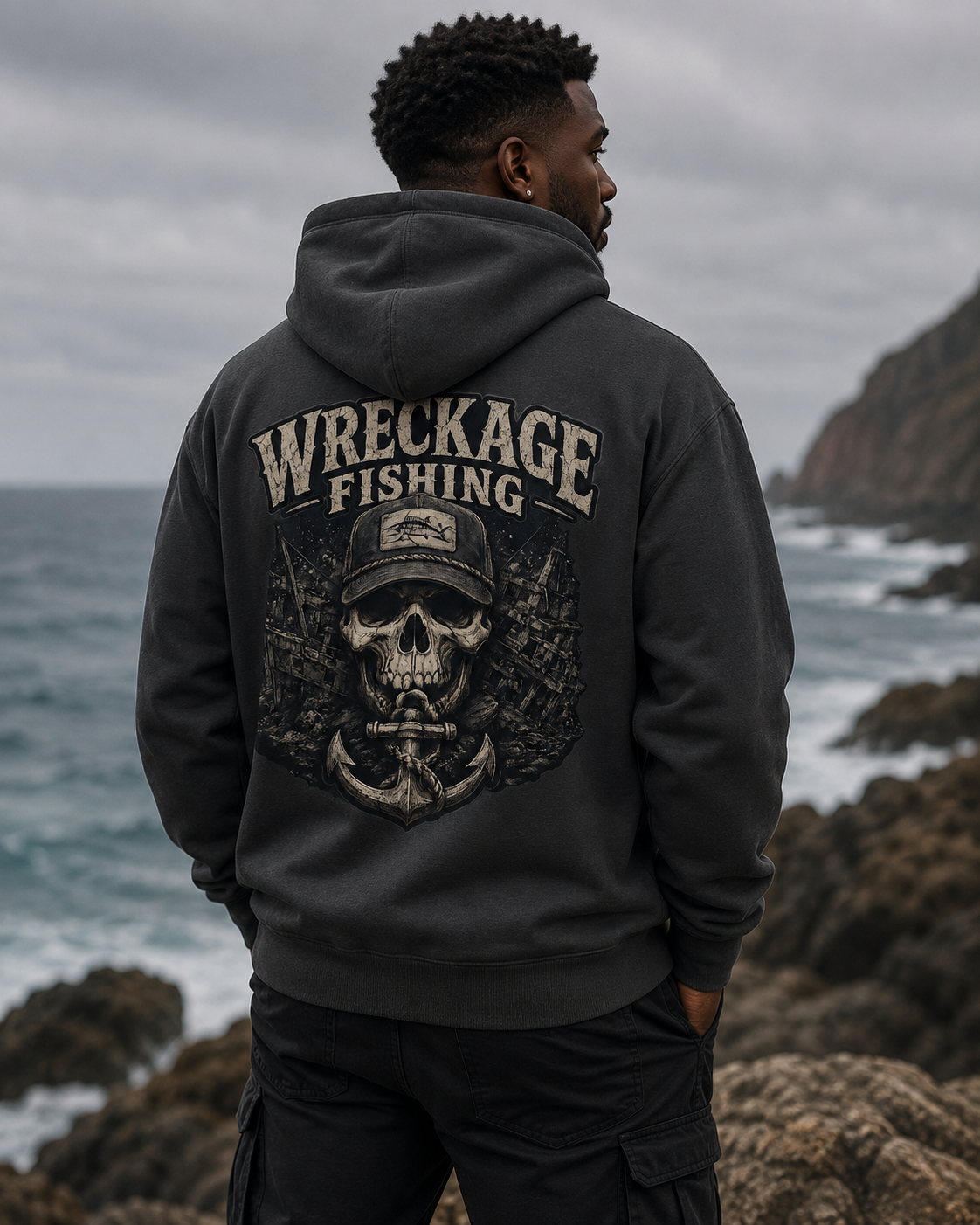 WF Black and Gray Skull Hoodie charcoal Back.png