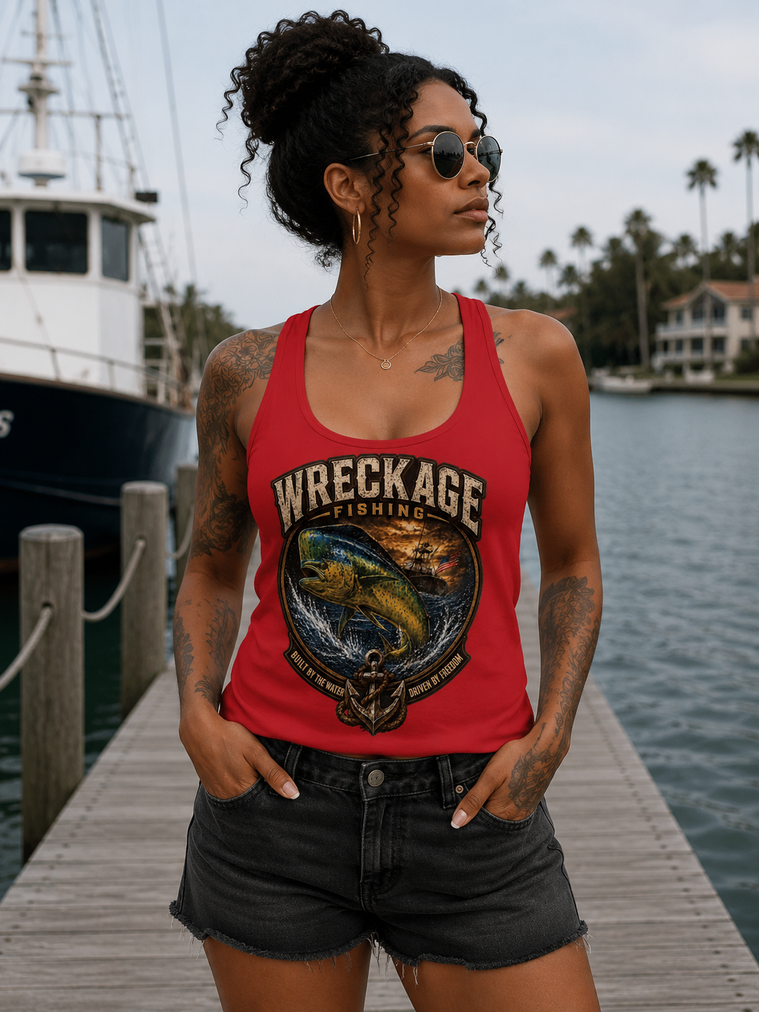 Wreckage Fishing Dorado Women's Racerback Tank