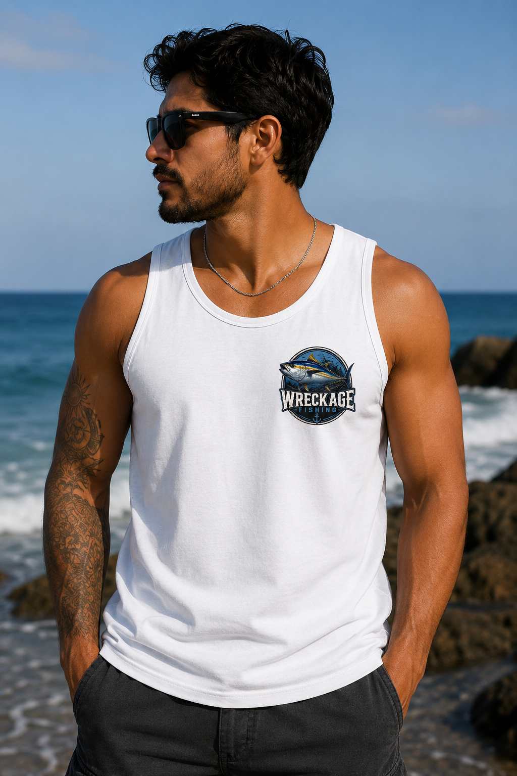 WF Bluefin tuna Mens Tank top white front.png