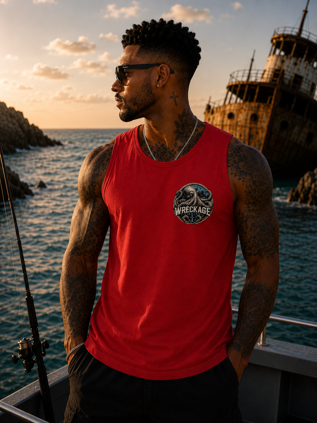 WF octopus Mens tank top red front.png