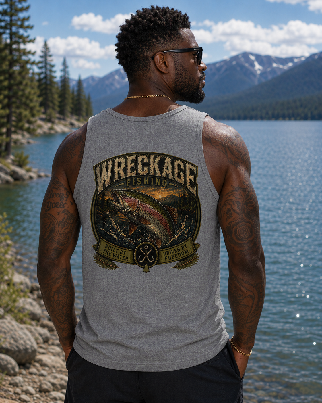 Wreckage Fishing Rainbow Trout Men's Tank Top