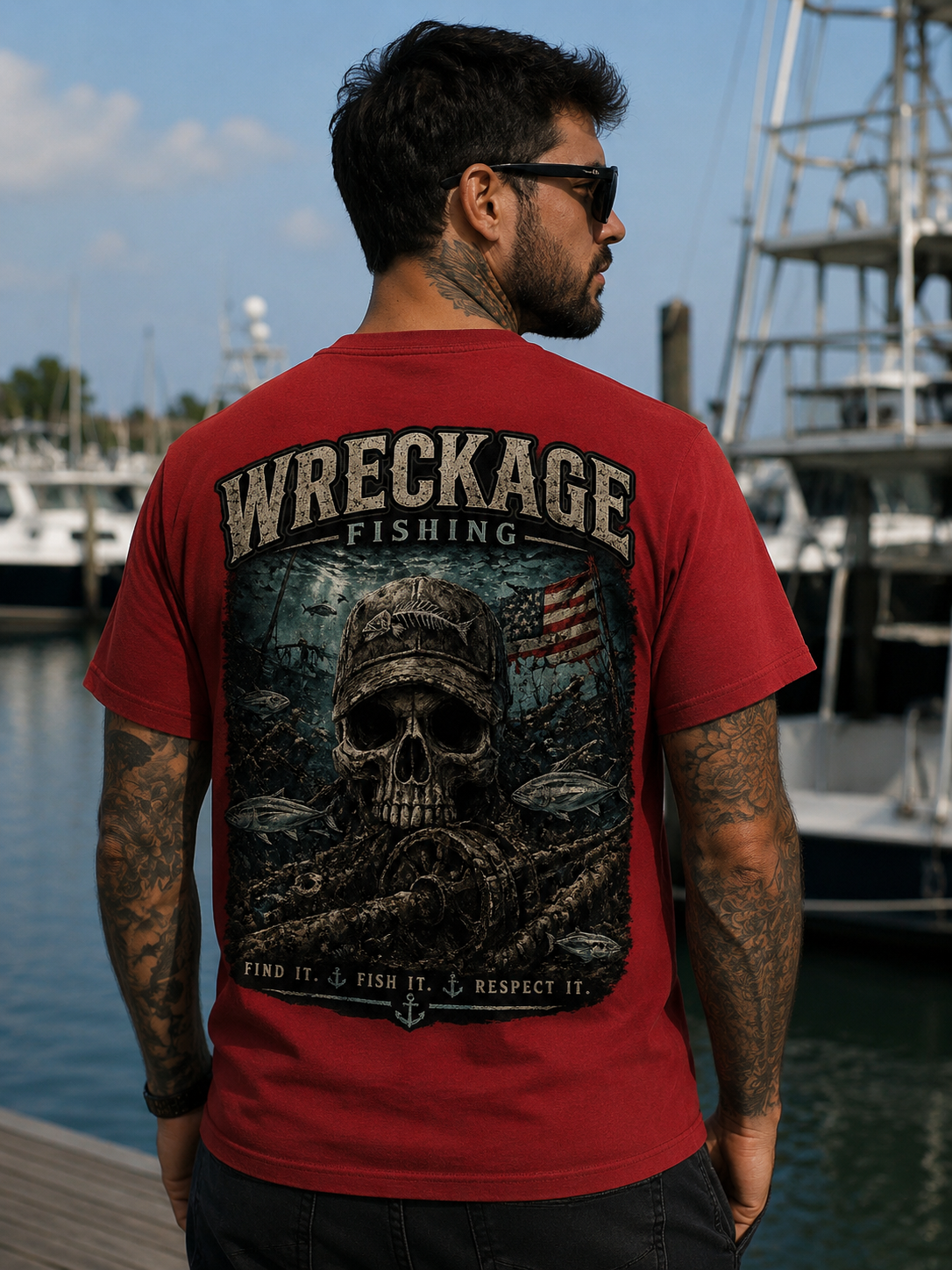 Wreckage Fishing Skull and Wreckage Men's T-Shirt