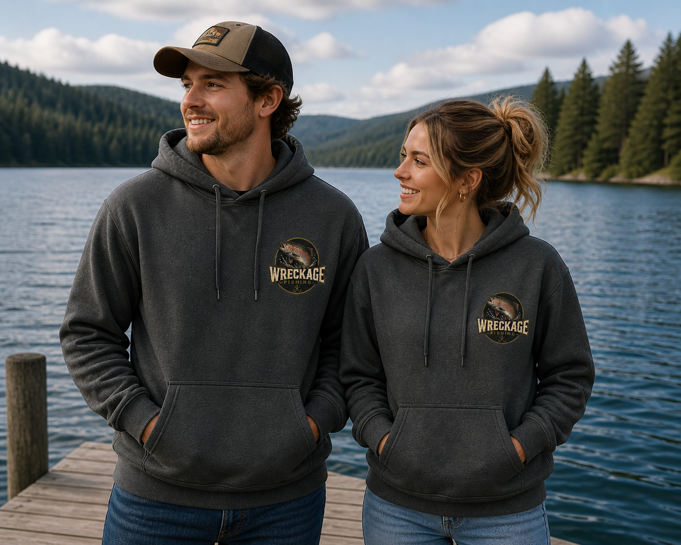 WF Rainbow Trout Hoodie charcoal front.png
