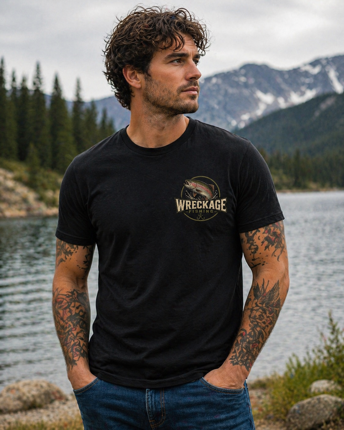 WF Rainbow Trout Tshirt Black Front.png