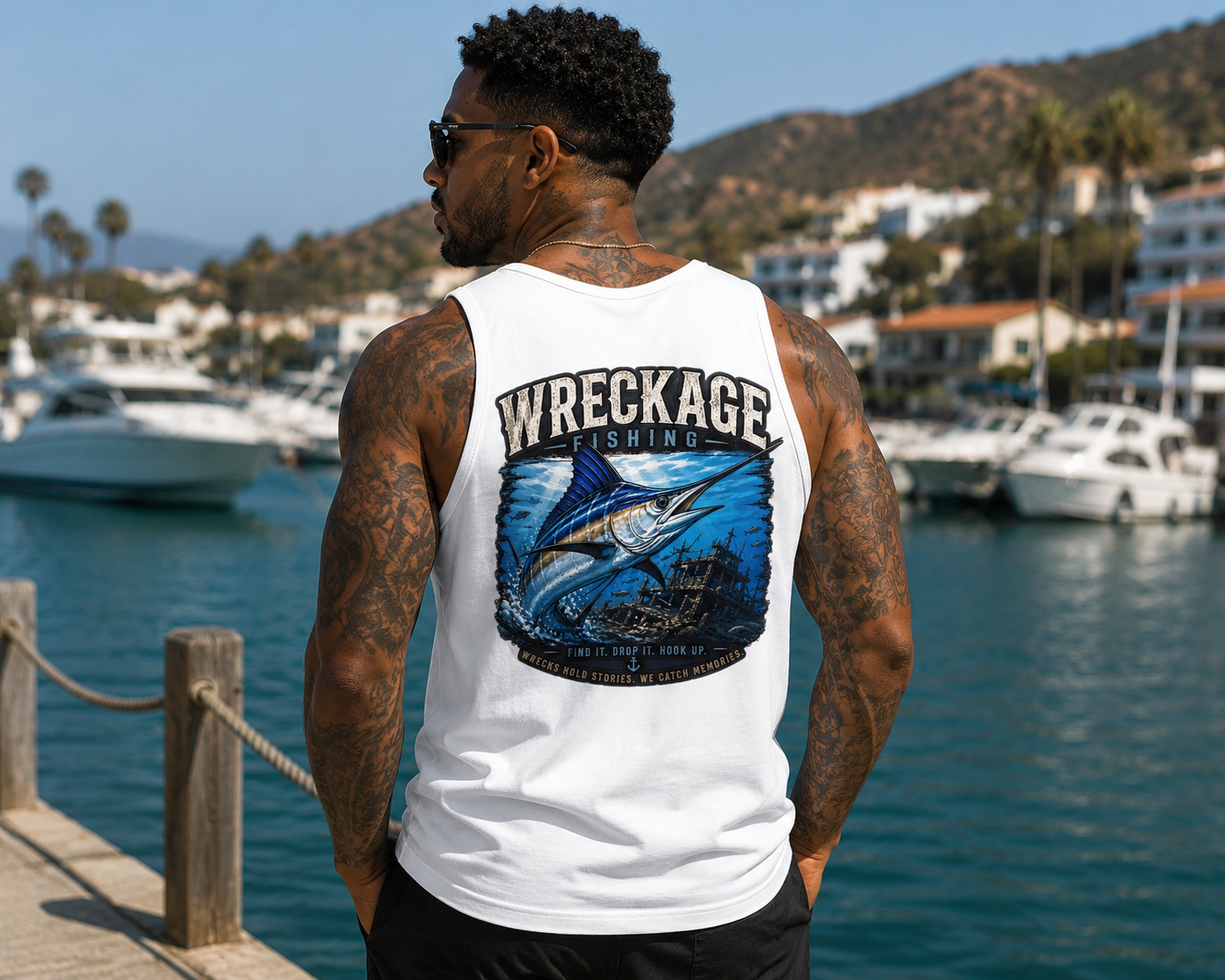 Wreckage Fishing Marlin Men's Tank Top