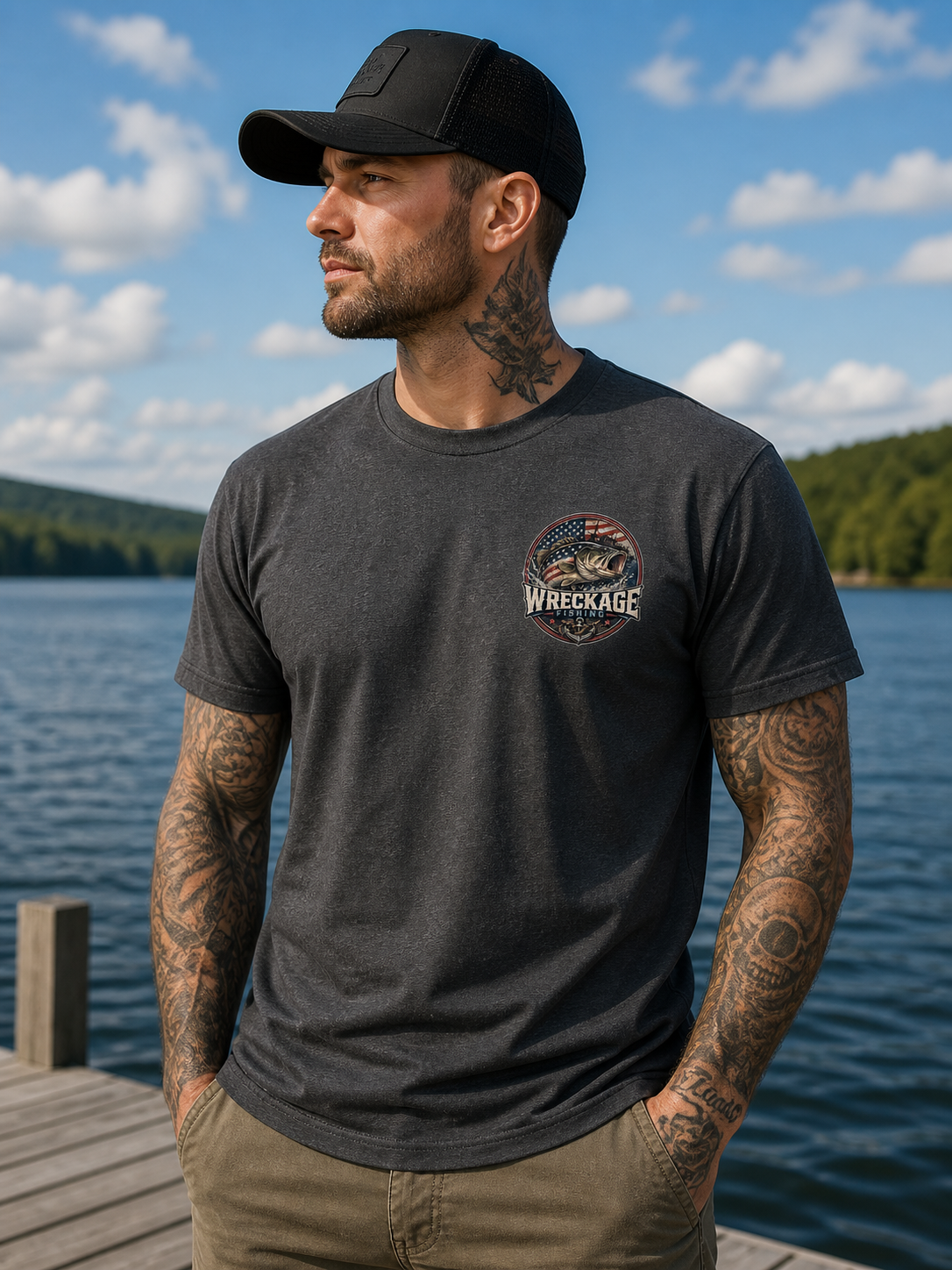 WF Patriotic Bass Tshirt charcoal front.png