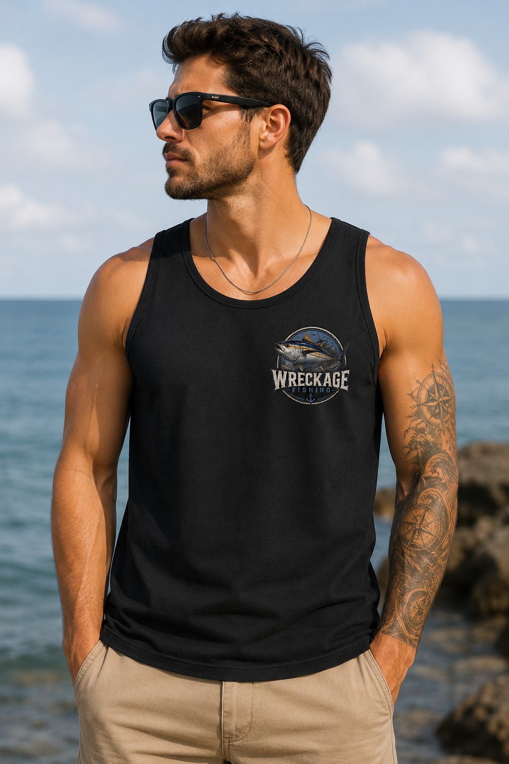 WF Bluefin tuna Mens Tank top Black front.png