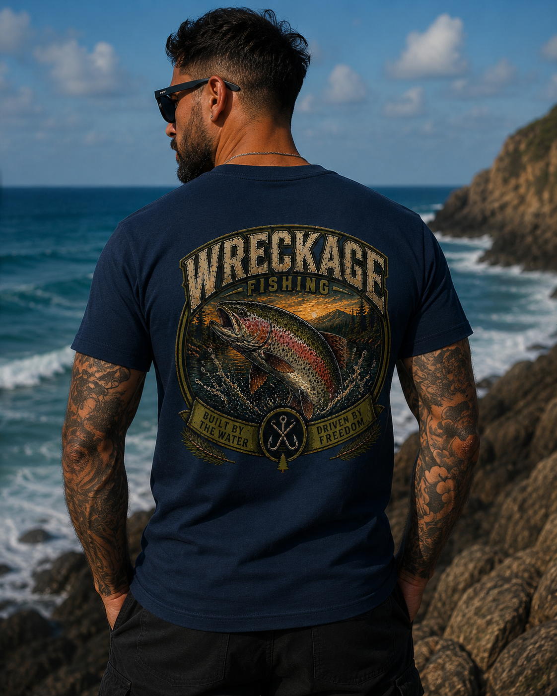 Wreckage Fishing Rainbow Trout Men's T-Shirt