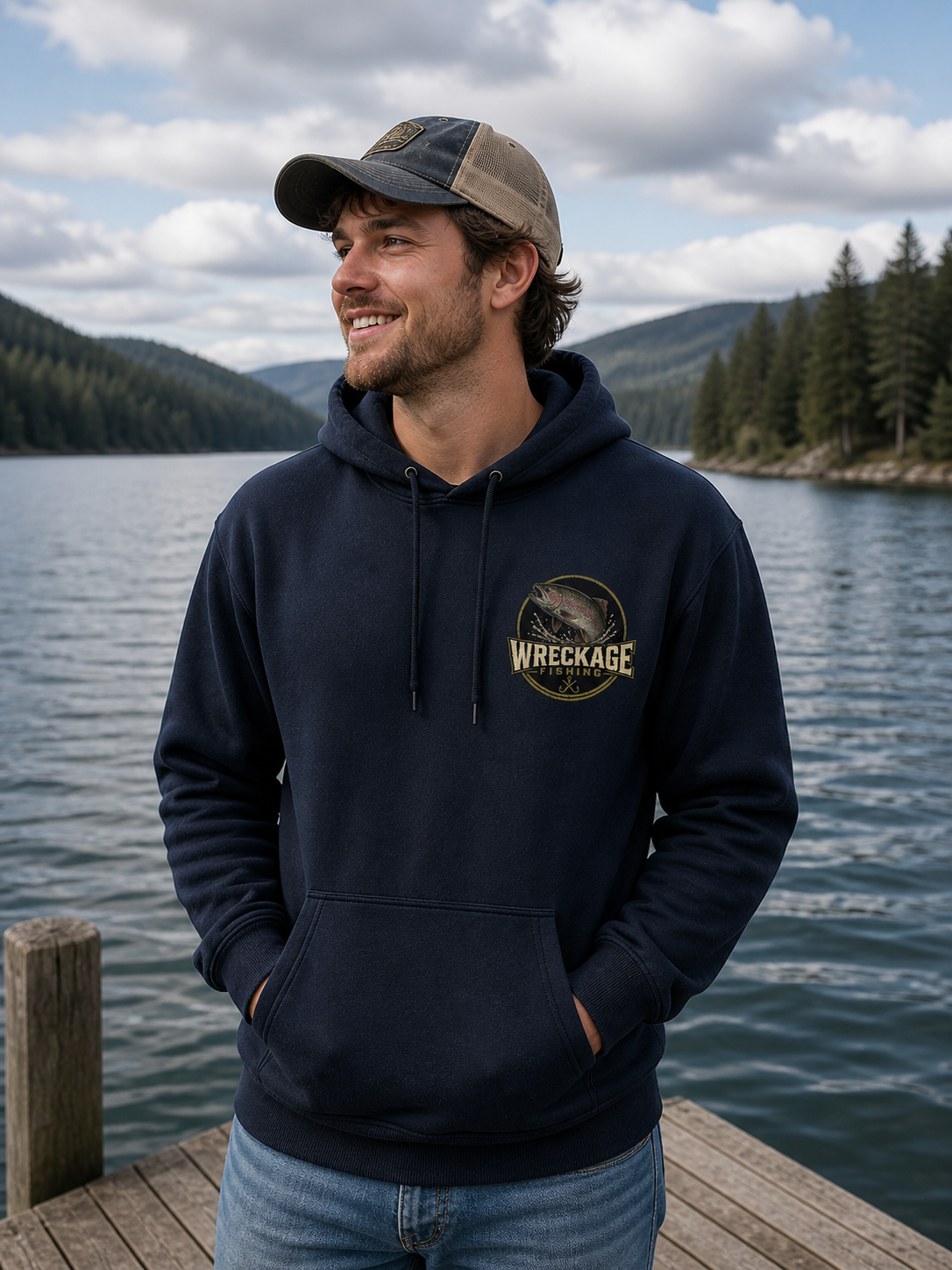 WF Rainbow Trout Hoodie navy front.png