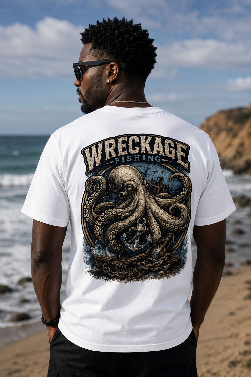 Wreckage Fishing Octopus Men's T-Shirt