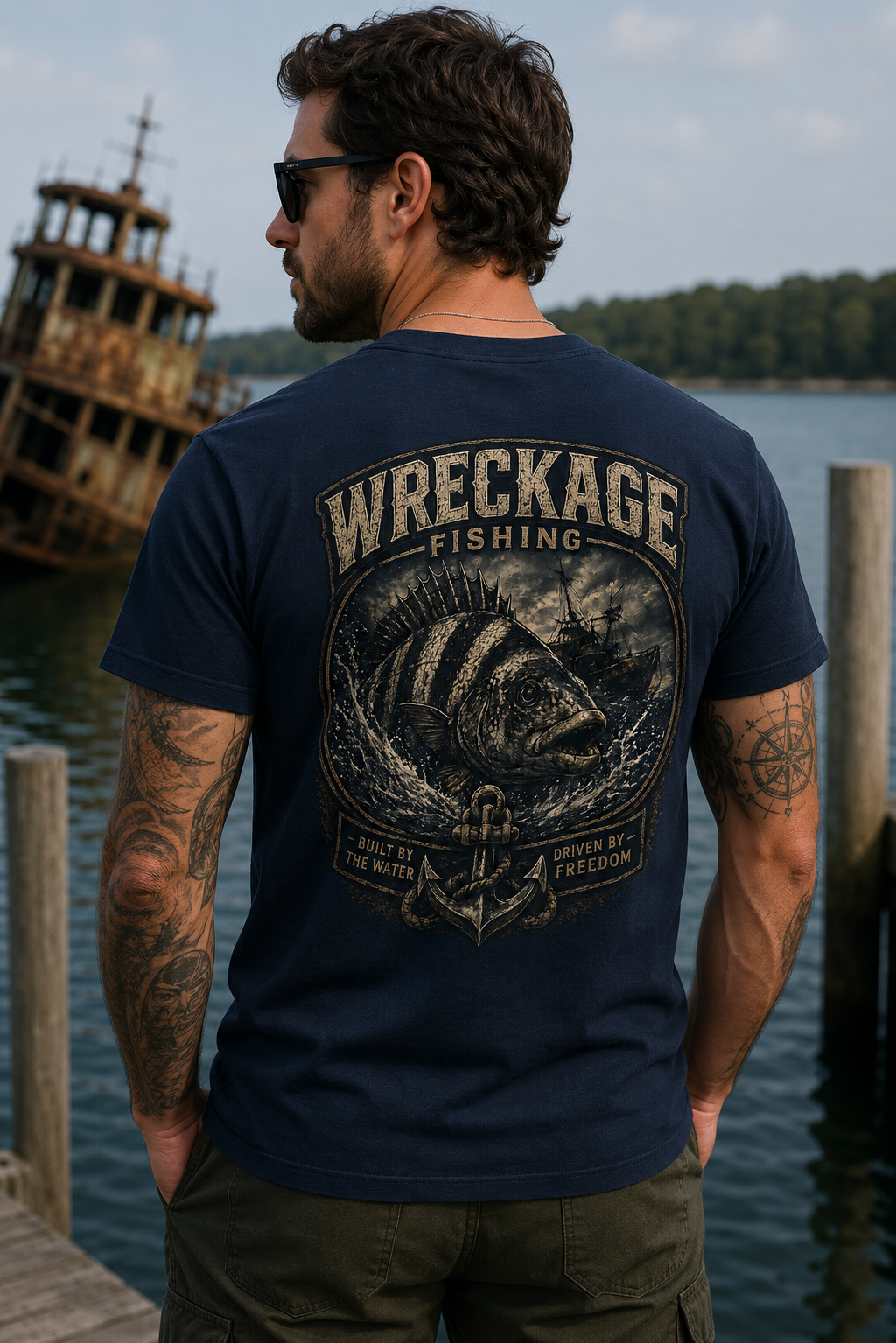 WF Sheephead Tshirt navy Back.png