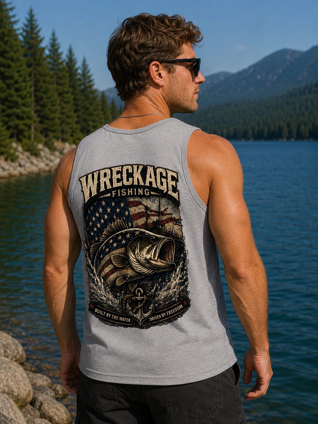 WF Patriotic Bass Men's Tank top sports gray back.png