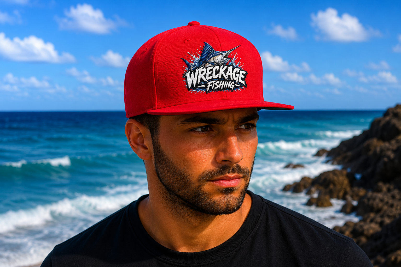 WF Marlin Flat Bill Hat red side.png