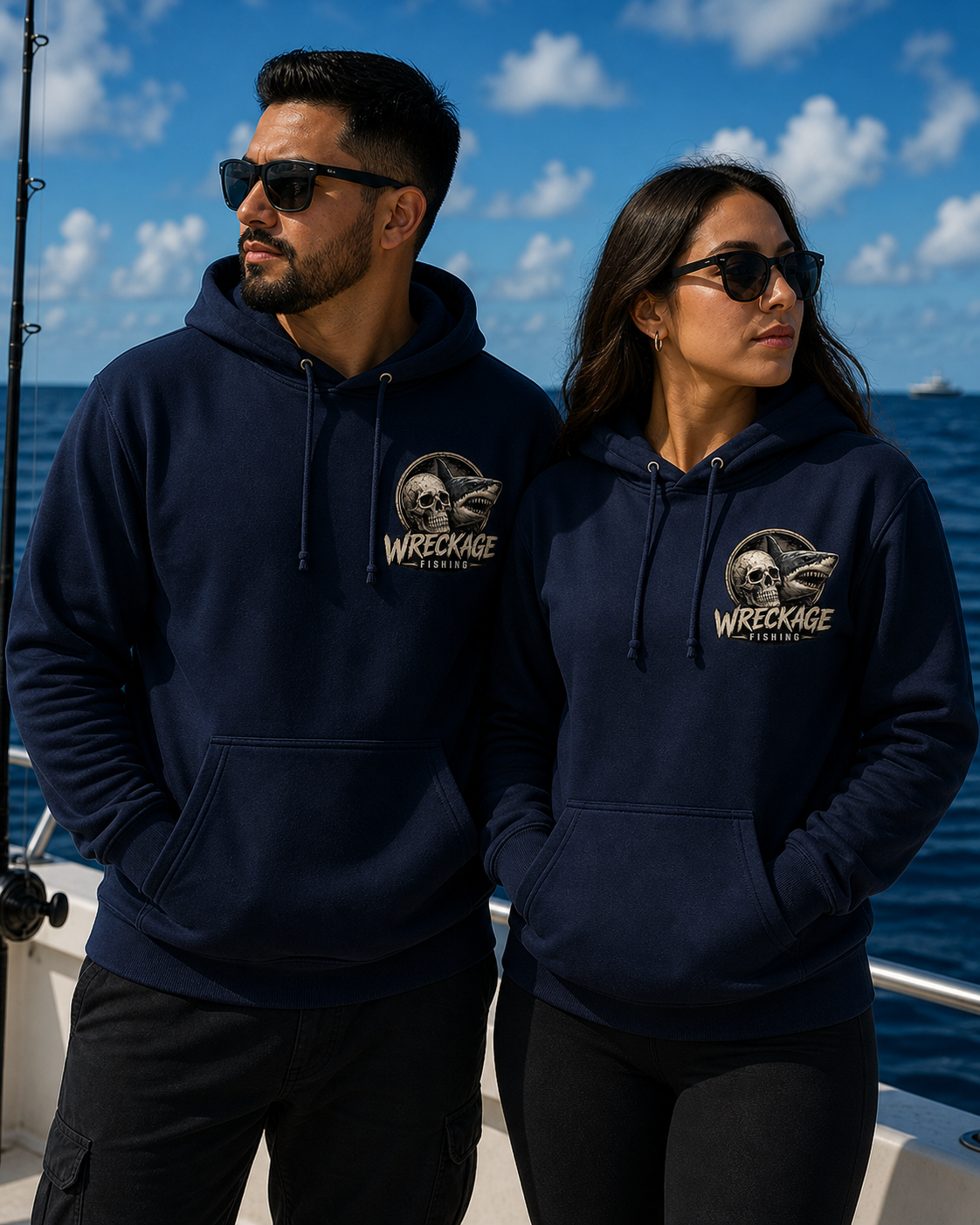 WF skull and shark Hoodie navy front.png