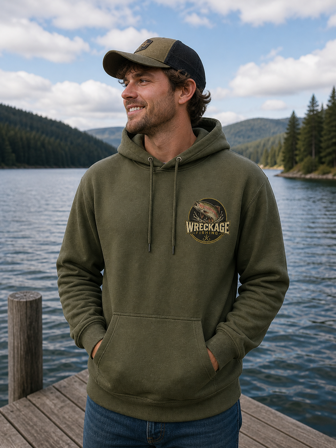 WF Rainbow Trout Hoodie mgreen front.png